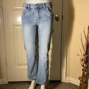 Brandy Melville size Small light wash slight flare leg back carpenter pockets
